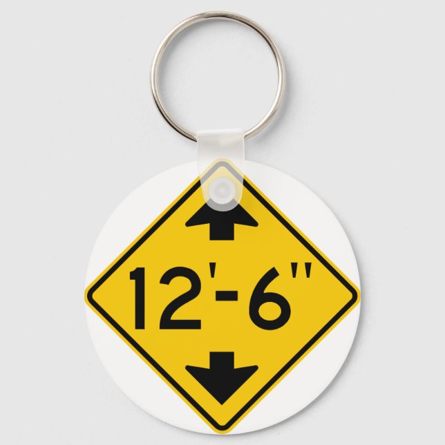 Low Clearance Warning Highway Sign Key Ring (Front)
