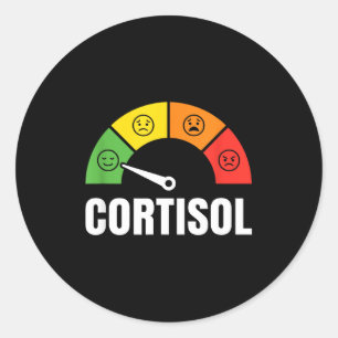 Low cortisol level calm mood meter science meme classic round sticker