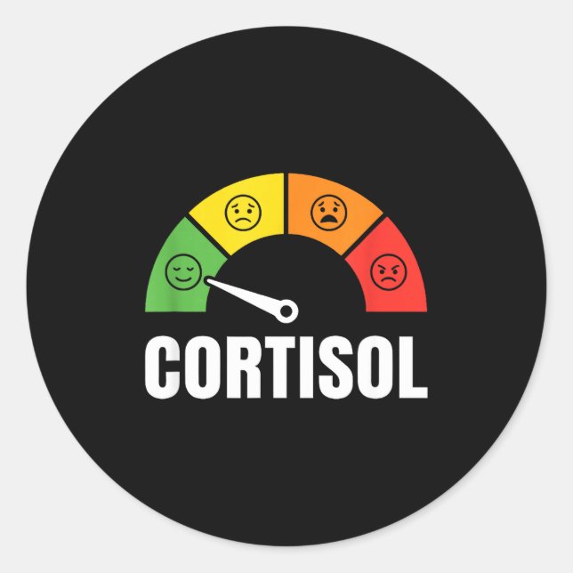 Low cortisol level calm mood meter science meme  classic round sticker (Front)
