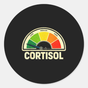 Low cortisol levels v meme funny stress gauge humo classic round sticker