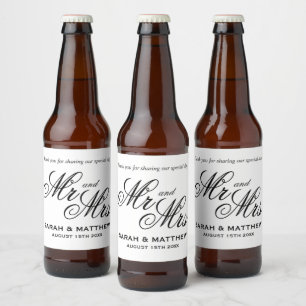 Low cost beer bottle labels for chic wedding party