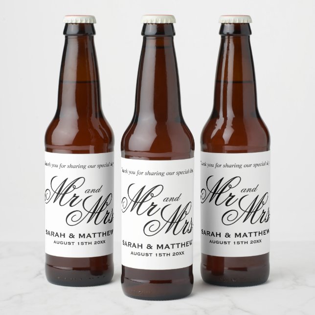 Low cost beer bottle labels for chic wedding party (Bottles)