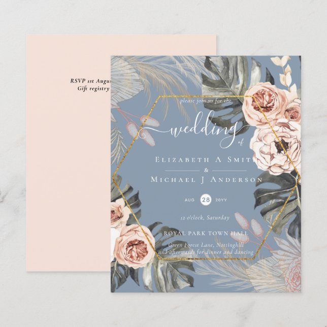 Low Cost Budget PAMPAS GRASS TROPICAL Wedding (Front/Back)