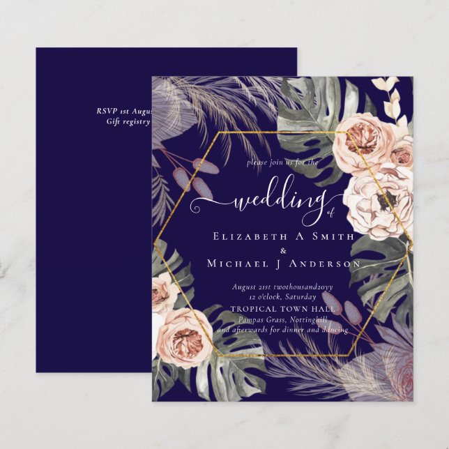 Low Cost Budget PAMPAS GRASS TROPICAL Wedding (Front/Back)