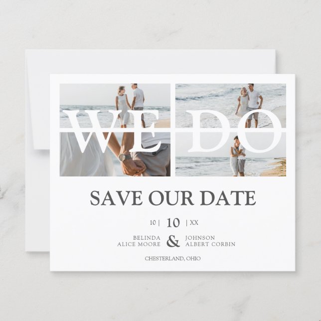 Low Cost Cheap Chic We Do 4 Photos Collage Wedding (Front)