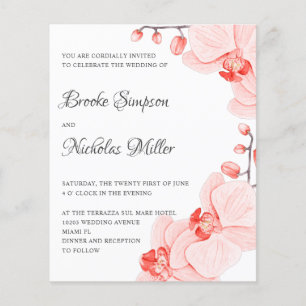 LOW COST Coral orchid Elegant Botanical Wedding