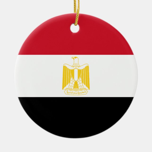 Low Cost! Egypt Flag Ceramic Tree Decoration (Front)