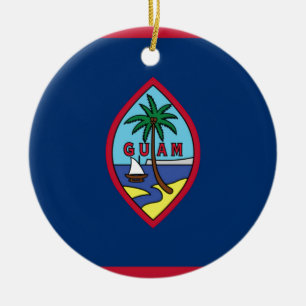Low Cost! Guam Flag Ceramic Tree Decoration