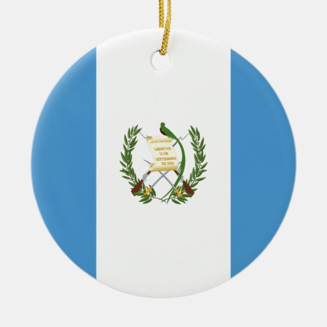 Low Cost! Guatemala Flag Ceramic Tree Decoration (Front)