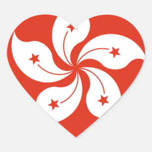 Low Cost! Hong Kong Flag Heart Sticker
