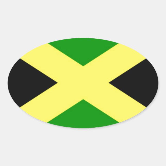 Low Cost! Jamaica Flag Oval Sticker (Front)