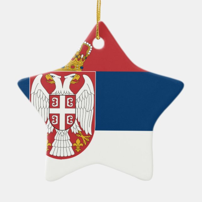 Low Cost! Serbia Flag Ceramic Tree Decoration (Front)