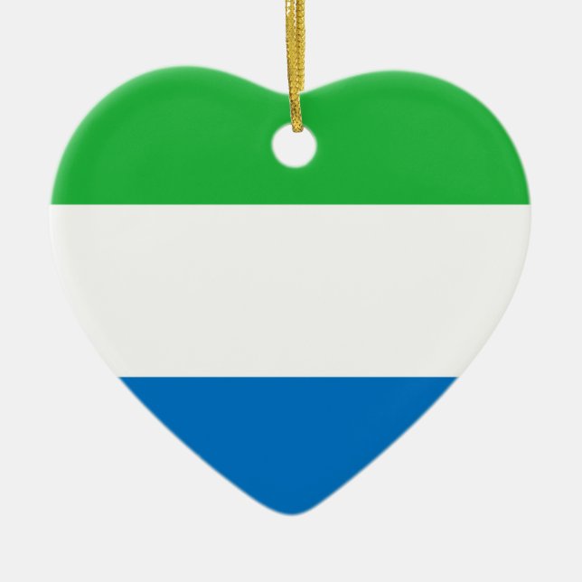Low Cost! Sierra Leone Flag Ceramic Tree Decoration (Front)