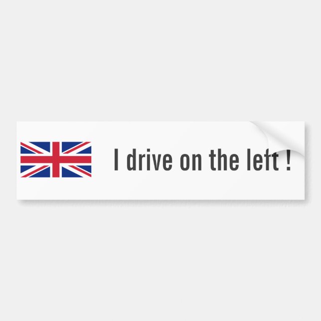 Low Cost Union Jack I Drive On The Left Bumper Sticker (Front)