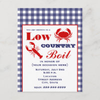 Low Country Boil Crab & Lobster Blue Gingham