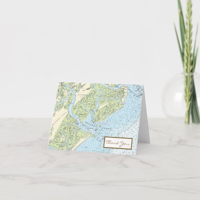 Low Country Chart Folded Note Thank You Card (Front)