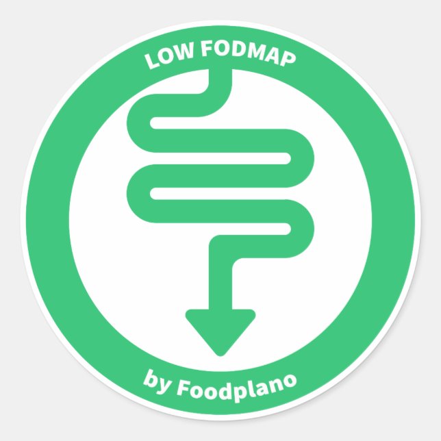 Low FODMAP Diet Sticker for low FODMAP foods (Front)