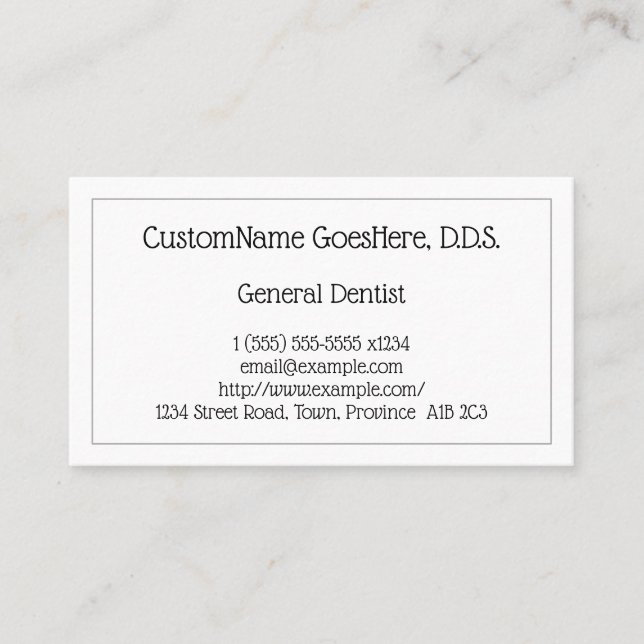 Low-Key General Dentist Business Card (Front)