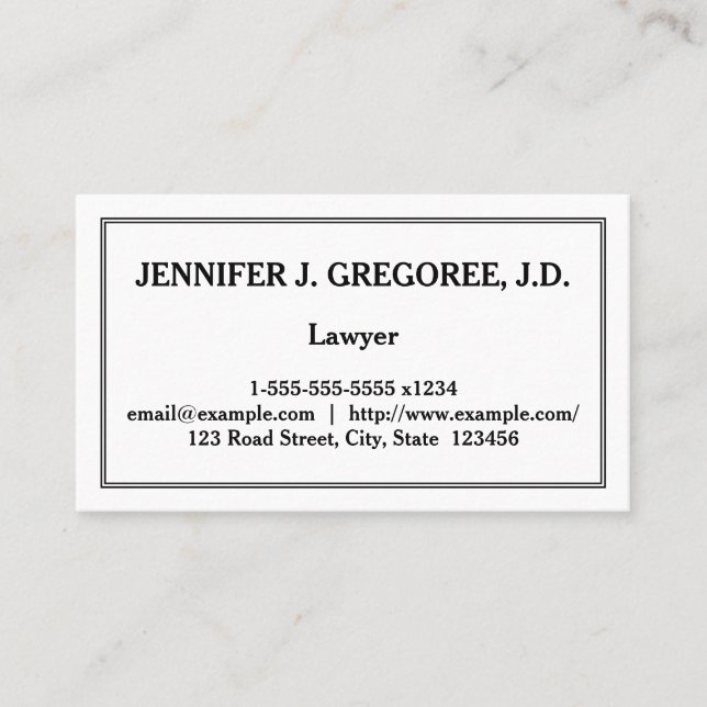 Low-Key Lawyer Business Card (Front)