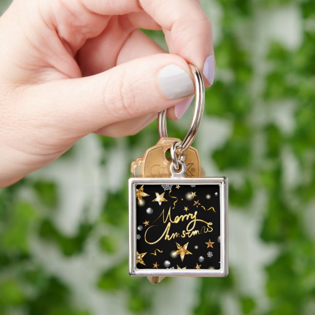 Low-key Luxury Gold Black Metallic Stars Xmas Key Ring (Hand)