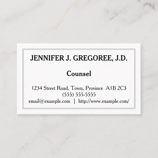 Low-Key & Traditional Counsel Business Card (Front)