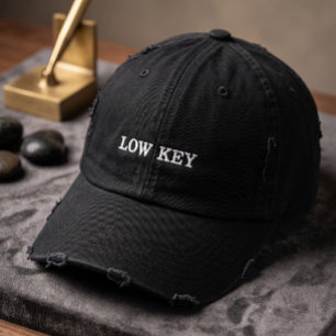 Low Key Vintage Distressed Black Baseball Cap   Mi