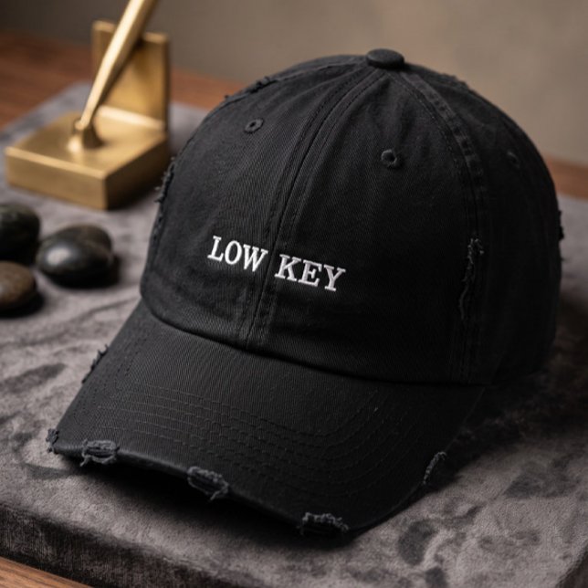 Low Key Vintage Distressed Black Baseball Cap | Mi (Creator Uploaded)