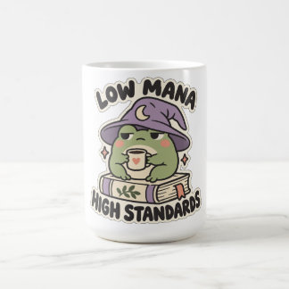 Low Mana High Standards Cosy Frog Wizard Coffee Mug