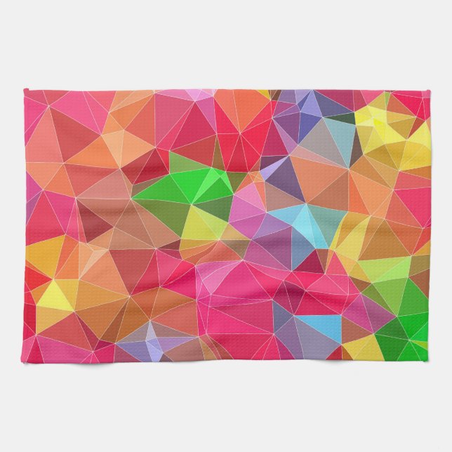 low poly background abstract pattern bright tea towel (Horizontal)