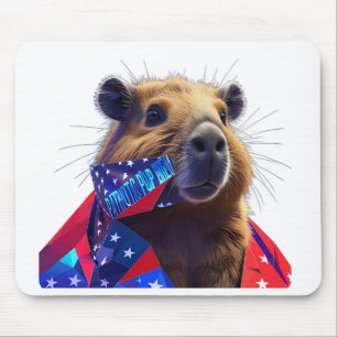 Low-Poly Capybara 'Patriotic Pup Brew' Gamer Surfa Mouse Mat