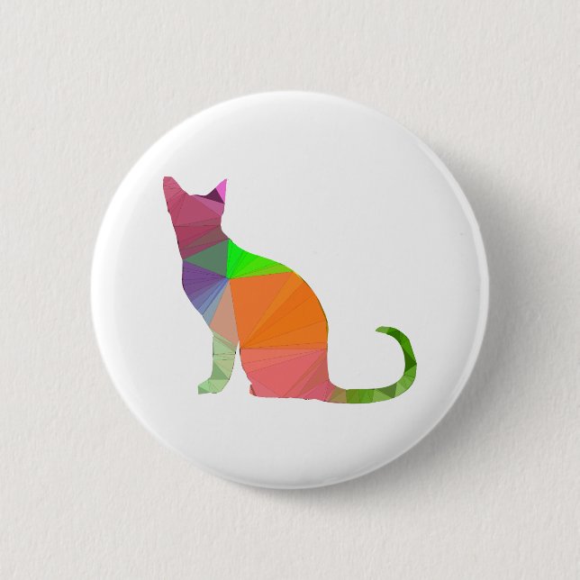 Low Poly Cat Silhouette 6 Cm Round Badge (Front)