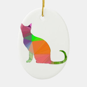 Low Poly Cat Silhouette Ceramic Tree Decoration