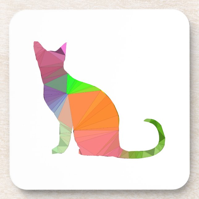 Low Poly Cat Silhouette Coaster (Front)