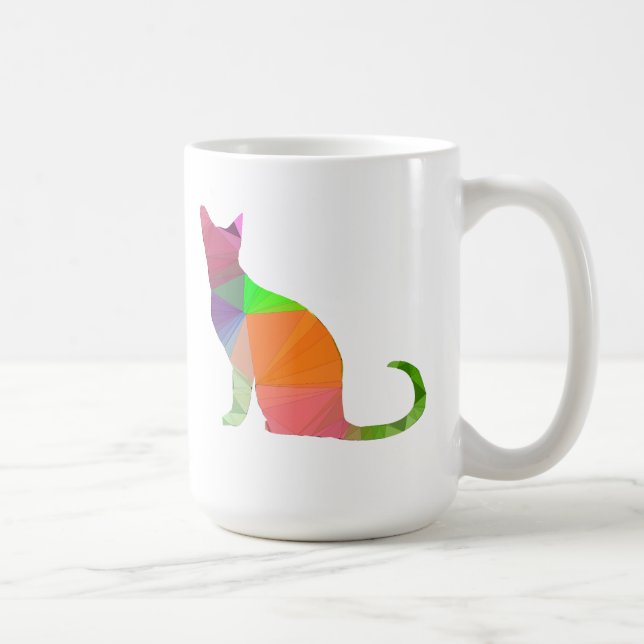 Low Poly Cat Silhouette Coffee Mug (Right)