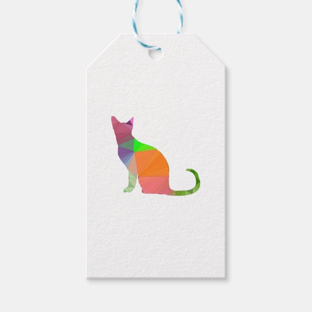 Low Poly Cat Silhouette Gift Tags (Front)