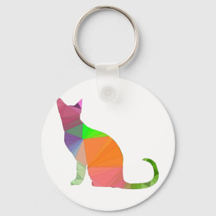 Low Poly Cat Silhouette Key Ring