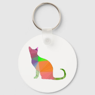 Low Poly Cat Silhouette Key Ring