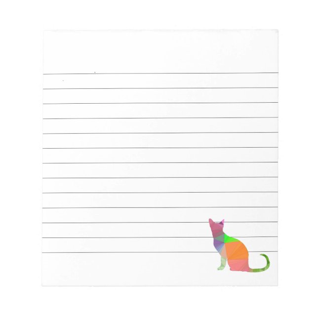 Low Poly Cat Silhouette Lined Notepad (Front)