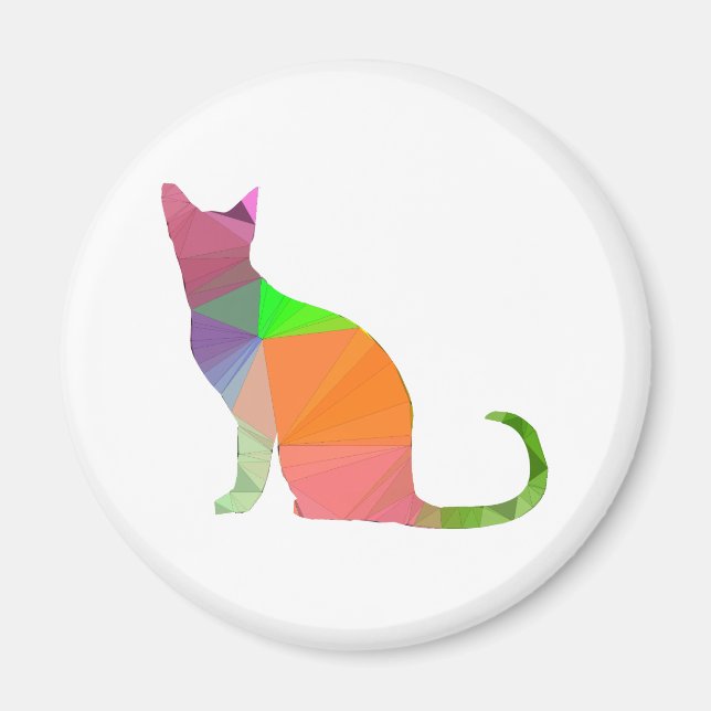Low Poly Cat Silhouette Magnet (Front)