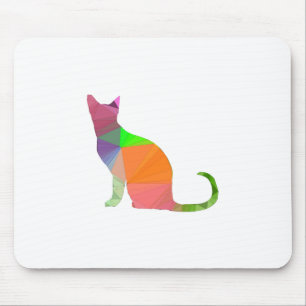 Low Poly Cat Silhouette Mouse Mat