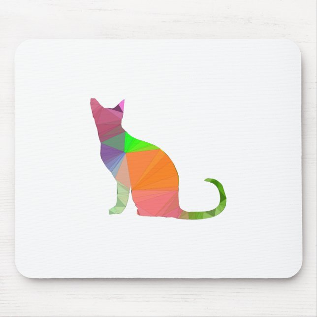 Low Poly Cat Silhouette Mouse Mat (Front)