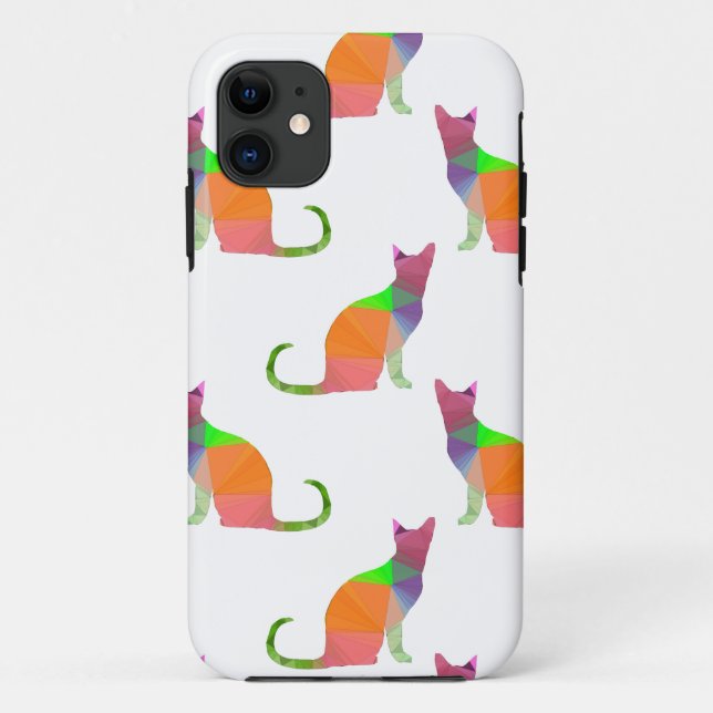 Low Poly Cat Silhouette Pattern Case-Mate iPhone Case (Back)