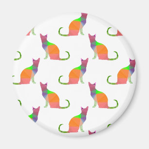 Low Poly Cat Silhouette Pattern Magnet