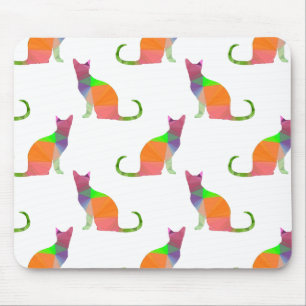 Low Poly Cat Silhouette Pattern Mouse Mat