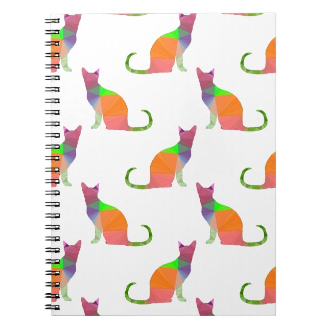 Low Poly Cat Silhouette Pattern Notebook (Front)
