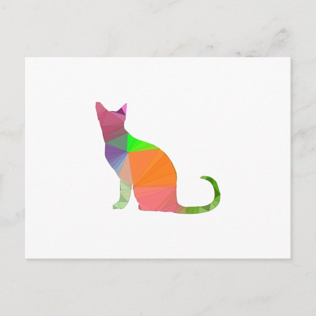 Low Poly Cat Silhouette Postcard (Front)