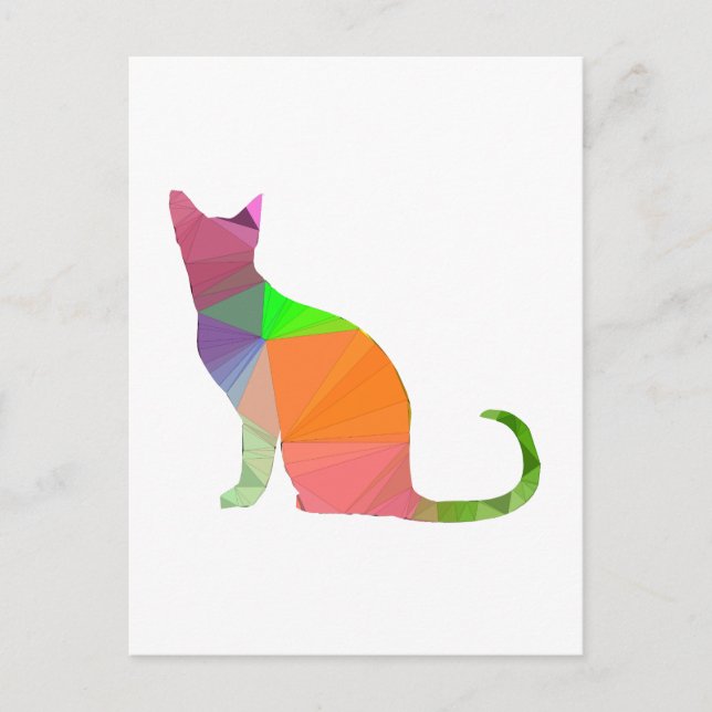 Low Poly Cat Silhouette Postcard (Front)