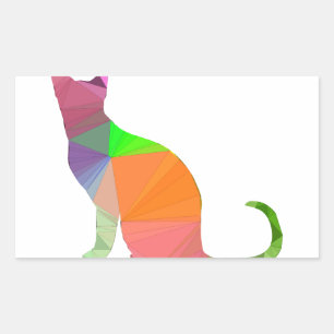 Low Poly Cat Silhouette Rectangular Sticker