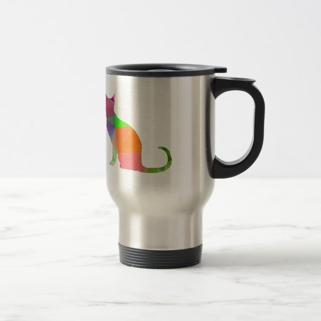 Low Poly Cat Silhouette Travel Mug (Right)