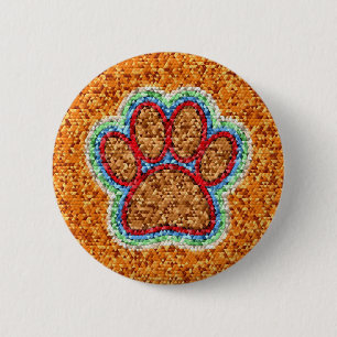 Low Poly Dog Paw Art 6 Cm Round Badge